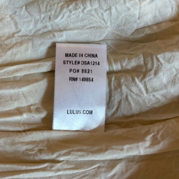 Lulus To the Sea Light Beige Embroidered Cold Shoulder Dress Womens Size Medium - Picture 12 of 14